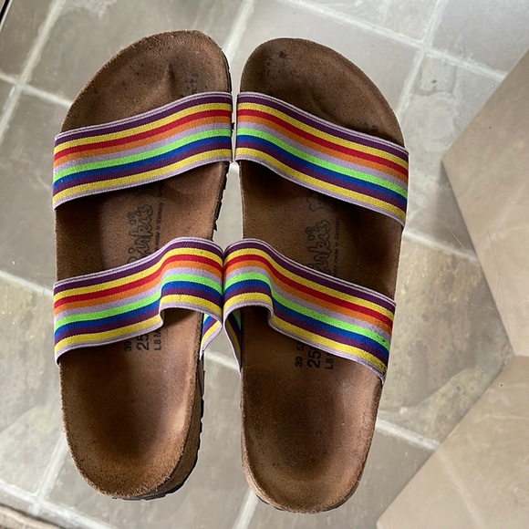 Birkenstock | Shoes | Birkis 39 Eu 8 Us Curacao Rainbow Elastic Straps  Barely Worn Euc | Poshmark